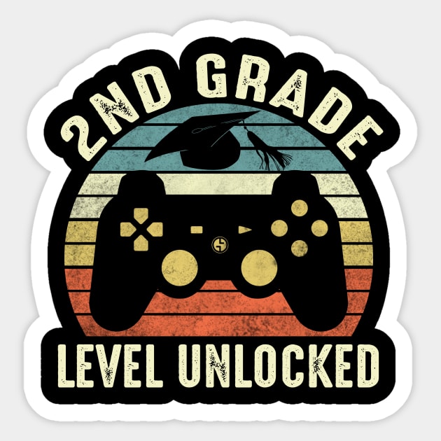 2nd Grade Level Unlocked Funny Gamer Shirt Back To School Video Gamer Sticker by FONSbually